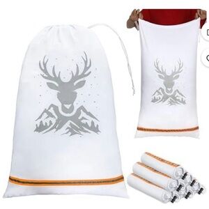 White Laundry Bag with Deer Print